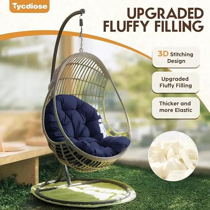 Egg Chair Cushion Replacement, Waterproof Outdoor Hanging Egg Swing Chair Cushions Pads, U-Shaped Thickened Cushions for Hanging Eggs Chair with Ties, 47x33x7 Inches (Blue) by GreenHaven Gardens