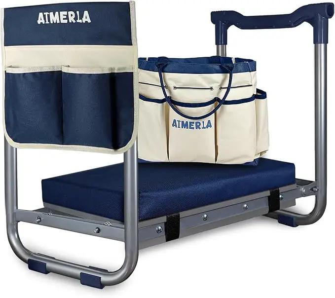 K5 Foldable Garden Kneeler Seat Heavy Duty (Detachable Cloud Kneeler Pad) Garden Stool - 2 Large Capacity Garden Tool Bags with Pockets - Portable Garden Bench for Indoor and Outdoor by GreenHaven Gardens