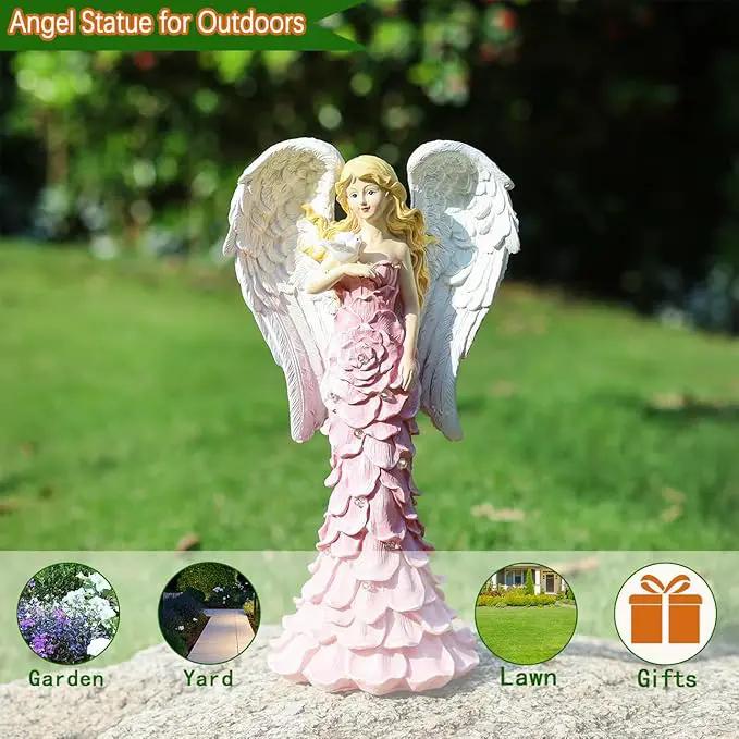 Solar Angel Garden Statues Outdoor with LED Lights –Garden Angel Figurine- Outdoor Lawn Decor Garden Figurine for Patio, Balcony, Yard, Ornament - Unique Housewarming Gifts by GreenHaven Gardens