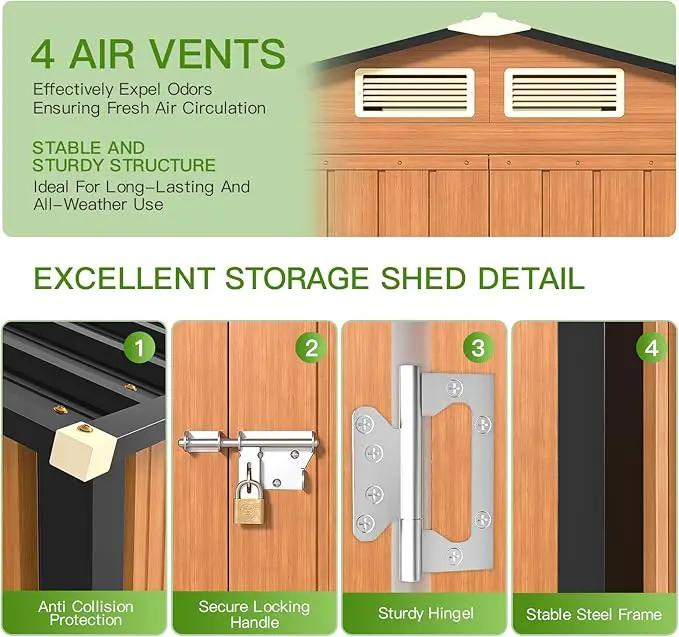 Outdoor Storage Shed, 5x3 Ft Metal Steel Tiny House with Frame Floor & Lockable Door, Vertical Outside Storage Building for Garden, Backyard, Lawn, Patio Utility, Tool Storage by GreenHaven Gardens