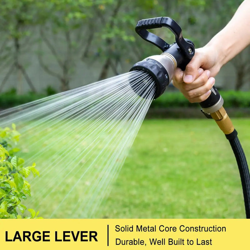FANHAO Heavy Duty Fireman's Hose Nozzle, Metal Water Nozzle with 8 Spray Patterns，High Pressure Garden Hose Sprayer with Lever Control and Non-Slip Grip to Water Lawns & Plants, Wash Cars & Clean by GreenHaven Gardens