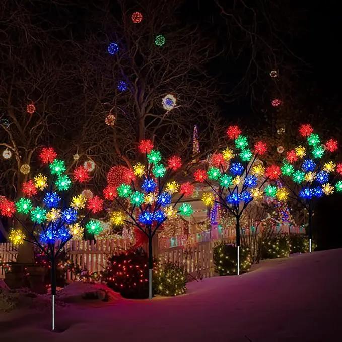 4-Packs 80LEDs Solar Snowflake Christmas Stake Lights, 8 Modes Wonderland Solar Snowflake Lights for Outdoor Christmas Decorations, Waterproof Solar Christmas Lights for Garden Yard Pathway Walkway by GreenHaven Gardens