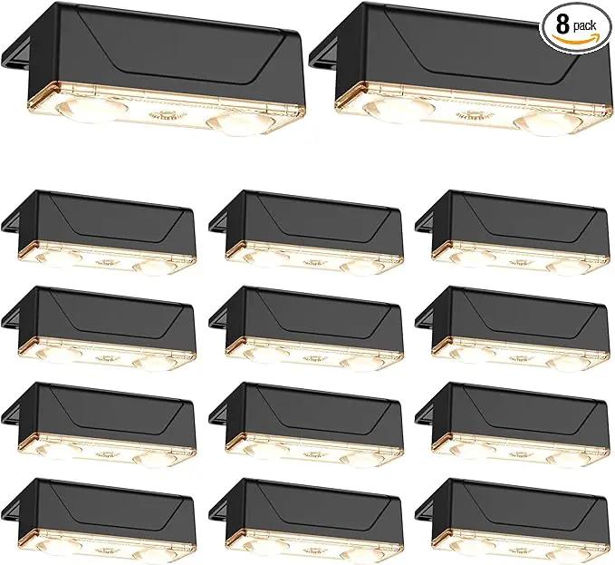 Derynome Solar Fence Outdoor Lights 12 Pack, 3 Color Modes IP45 Waterproof Solar Lights for Outside, Backyard, Railing, Step, Patio & Wall (3000K/4000K/6000K, 12 Pack) by GreenHaven Gardens