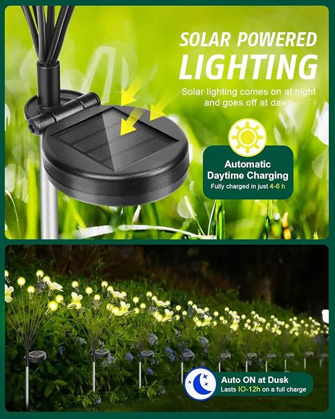 Solar Garden Lights 2024 Upgraded Solar Outdoor Lights Sway by Wind for Patio Pathway Decoration 2+8 Warm White (Butterfly 4 Pack)… by GreenHaven Gardens