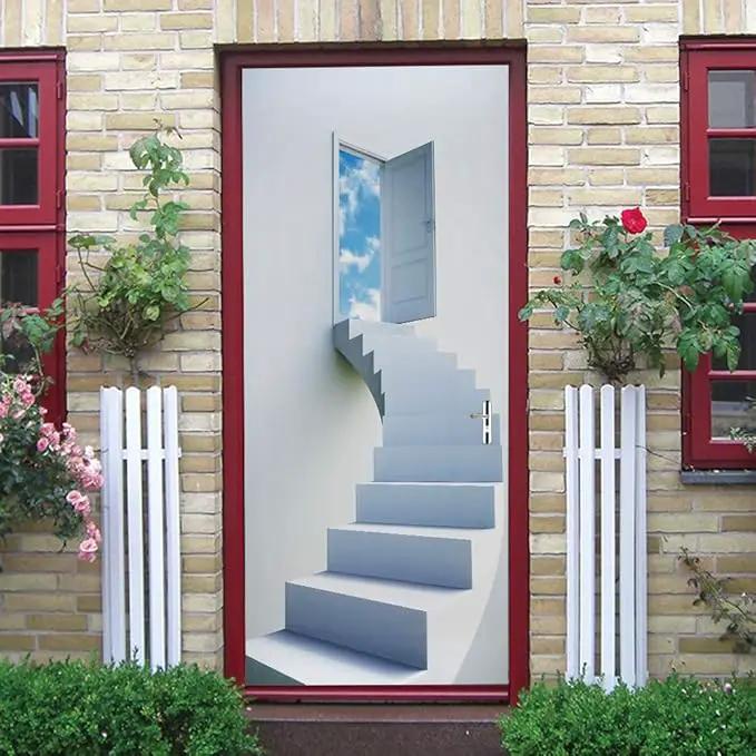 3D Door Stickers Murals - Peel & Stick - Stairs & Wall - Self-Adhesive Decals - Removable PVC Waterproof Door Poster - Bedroom & Living Room Decoration - 37.4" x 84.6" by GreenHaven Gardens