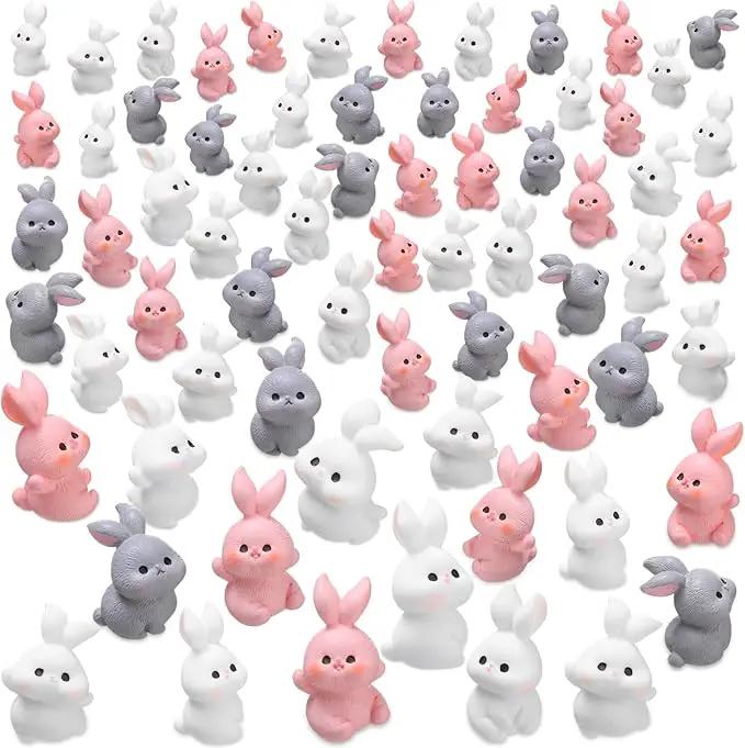 Marsui 100 Pcs Bunny Miniatures Figurines Rabbit Miniature Accessories Easter Garden Landscape Garden Rabbit for Easter Garden Accessories Dollhouses Decoration(Funny Rabbit) by GreenHaven Gardens