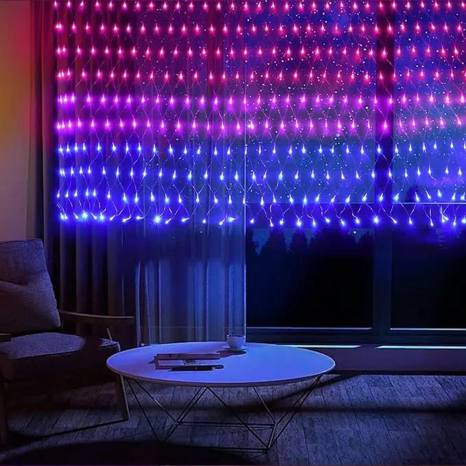 RJZZ Bisexual Flag Lights Outdoor, 6.6x3.3 FT Pride Decorations Connectable, 330LED Waterproof Bi Flag With Lights for Wall, Room, Yard, Party, Office