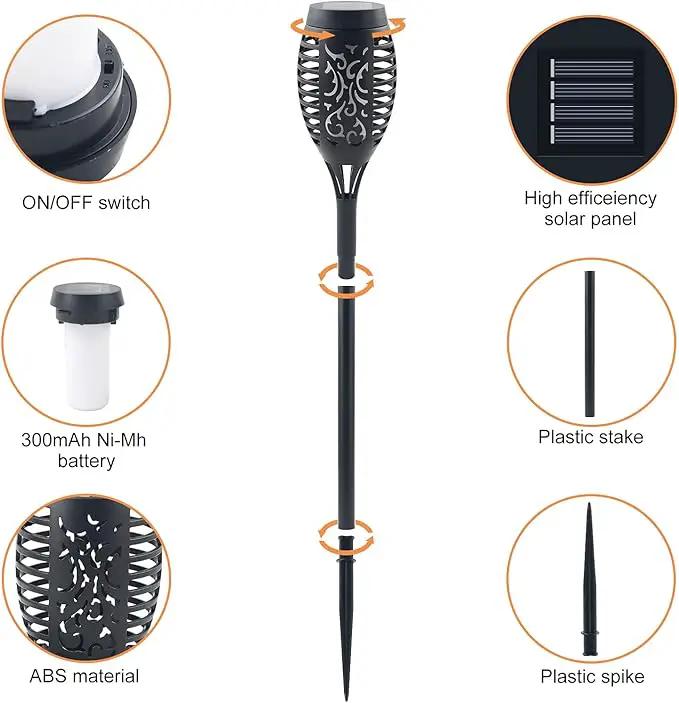 Solar Torch Light with Flickering Flame, Waterproof Solar Lights Outdoor Decorative, Solar Powered Christmas Decoration (1 Pack) by GreenHaven Gardens