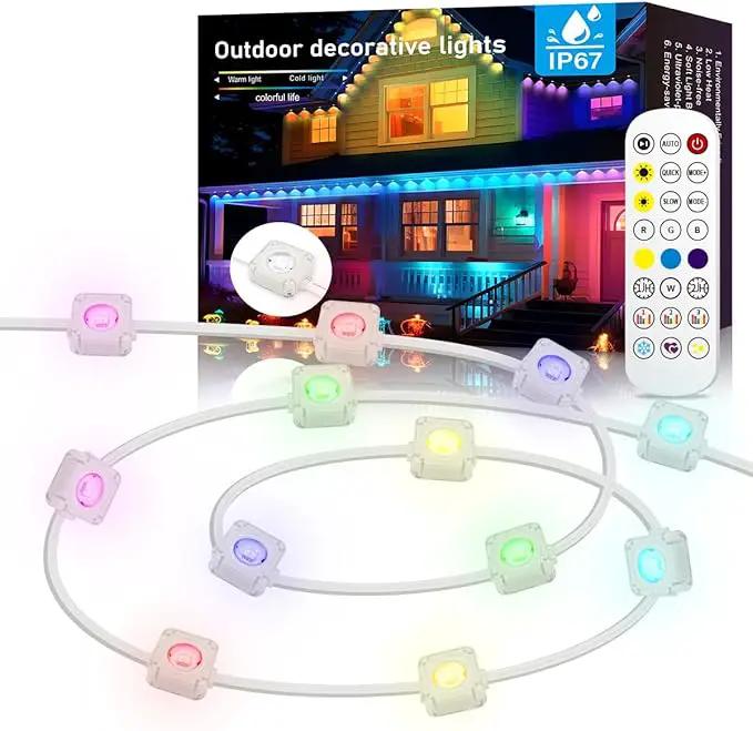 100ft Permanent Outdoor Lights for House, IP67 Waterproof RGB+IC LED Eaves Lights, 54 Scene Modes Outdoor Lighting for Christmas Garden Party Holiday Decorations, with App/Remote Control by GreenHaven Gardens