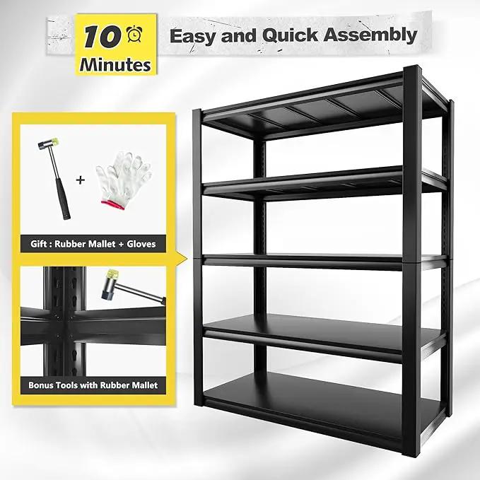 REIBII Garage Shelving Heavy Duty Garage Storage Shelves, Extra Large Adjustable Storage Rack with 5 Tier Metal Shelving Unit, 2500LBS Loads Heavy Duty Shelf, Easy Assembly, 2 Pack by GreenHaven Gardens