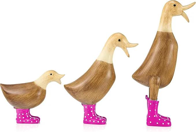 GUTE Duck Yard Decorations Yard Art Garden Puddle Ducks with Pink Spotted Wellies Boots, Valentine's Day Yard Statues, Duck Figurine Statue - Waterproof Indoor & Outdoor Lawn Ornament by GreenHaven Gardens
