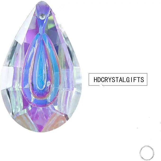HDCRYSTALGIFTS Suncatcher Crystal 50mm AB Loquat Shape Chandelier Parts Drops Prisms Hanging Pendants 50mm,Pack of 12 by GreenHaven Gardens