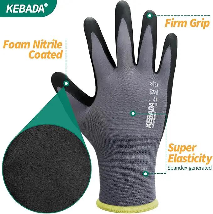Kebada Work Gloves for Men and Women, Foam Nitrile Coated Safety Gloves with Grip, Ideal for Warehouse Package Handling, Gardening, Mechanic and Construction, XS by GreenHaven Gardens