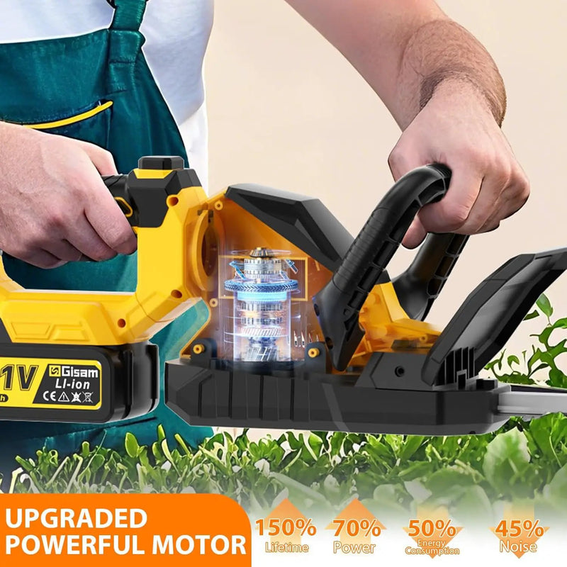 22''Hedge Trimmer Cordless,21V Electric Handheld Bush Clipper with 2 Pack 4000mAh Rechargeable Batteries,3200RPM 180°Rotatable Head,3/4''Blade Gap,Lightweight & Compact Trimmer by GreenHaven Gardens
