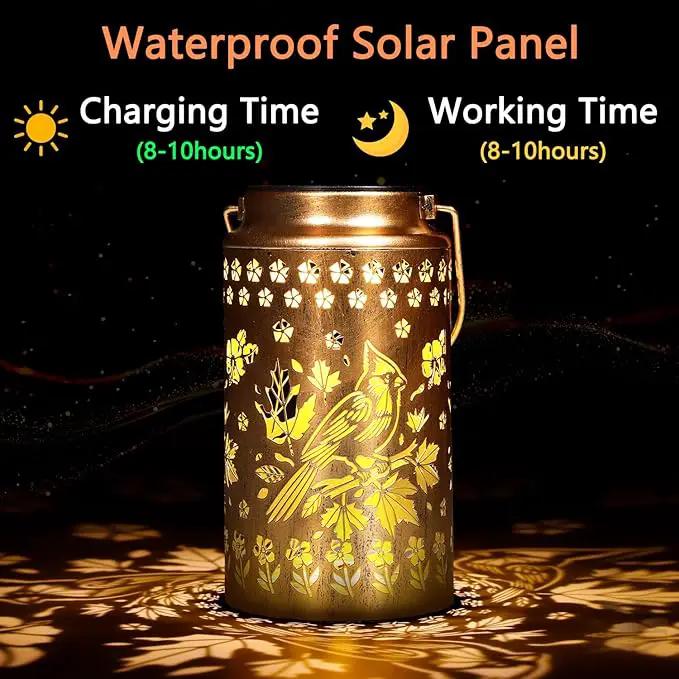 4 Pack Cardinal Solar Lanterns Outdoor Waterproof, Metal Hanging Lights Decorations for Garden Yard Lawn Patio, Cardinal Gifts for Women Mom Grandma Gardener for Mother'Day Christmas by GreenHaven Gardens