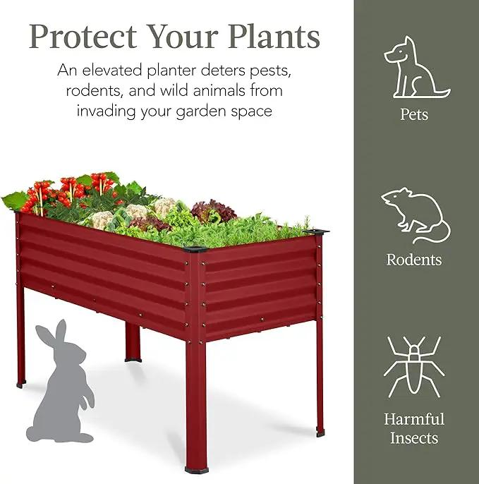 Best Choice Products 48x24x30in Galvanized Raised Garden Bed, Metal Elevated Planter Box, Vegetable Garden for Backyard, Patio, Balcony - Royal Red by GreenHaven Gardens
