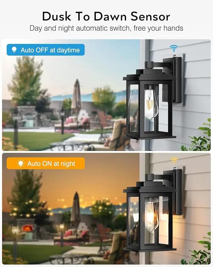 VIANIS Black Dusk to Dawn Outdoor Lights for House, 2 Pack Outdoor Wall Lights, Waterproof Porch Lights, Exterior Lighting Fixtures with Tempered Glass, for Porch, Garage, Doorway,Hardwired, Non-solar by GreenHaven Gardens