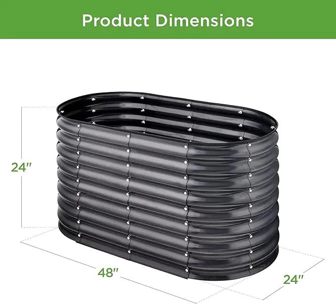 Best Choice Products 4x2x2ft Outdoor Metal Raised Garden Bed, Oval Deep Root Planter Box for Vegetables, Flowers, Herbs, and Succulents w/ 101 Gallon Capacity, Rubber Edge Guard - Charcoal by GreenHaven Gardens