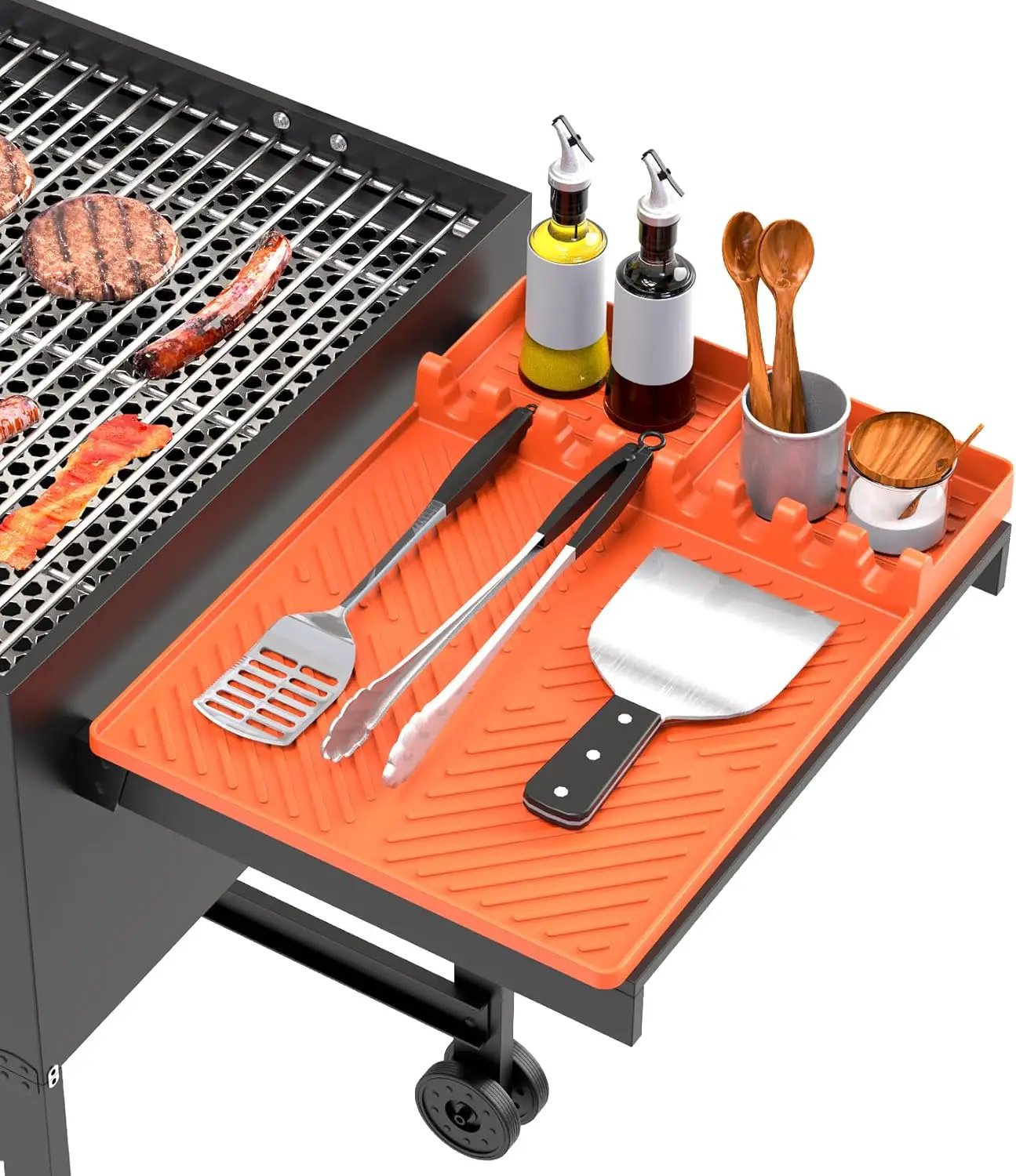 Silicone Grill Mat Compatible with Blackstone, Silicone Griddle Tools Mat with Drip Pad, Spatula Mat for Outdoor Grill Kitchen Counter (Orange) by GreenHaven Gardens