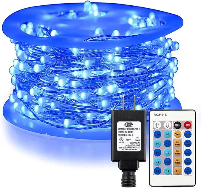 RUICHEN Blue Dimmable Fairy Lights Plug in, Super Long 165 Ft 500 LED Twinkle String Lights with Remote, Waterproof Silver Wire Firefly Lights for Christmas Wedding Party Bedroom Patio Garden by GreenHaven Gardens