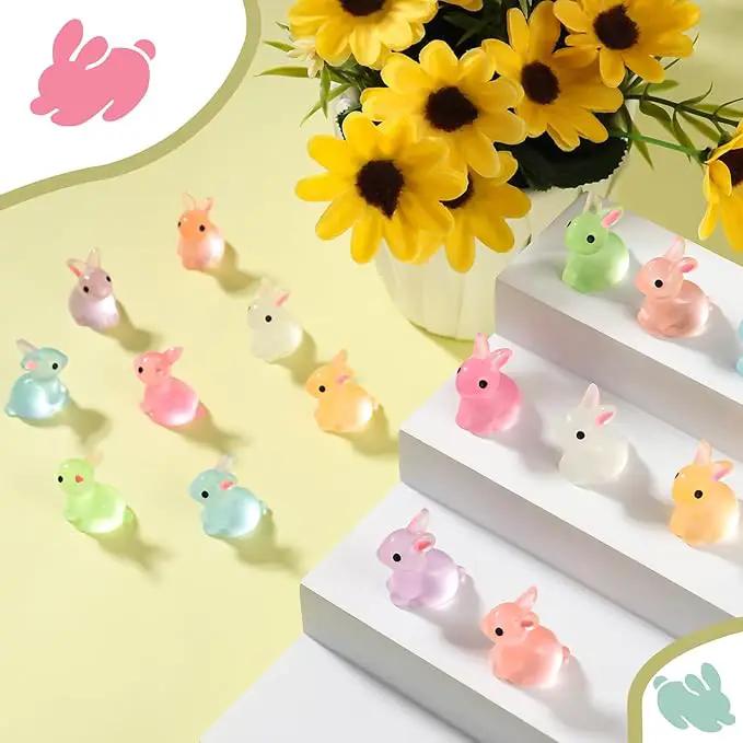 140Pcs Mini Resin Luminous Bunnies Glow in Dark Resin Rabbit Figures for Fairy Garden Luminous Mini Portrait Fairy Garden DIY Christmas Party Ornament Accessories Charms Party Favors by GreenHaven Gardens
