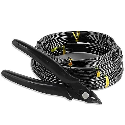 Sanlykate Bonsai Wire Tool Kit with Cutter, 3 Roll Tree Training Wires 98 Feet Total, 1.0mm, 1.5mm, 2.0mm Anodized Aluminum Wire Set, Hold Plant Branches Trunks - Black by GreenHaven Gardens