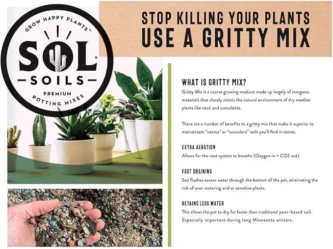 Sol Soils Cactus Gritty Mix (1 Gallon) by GreenHaven Gardens