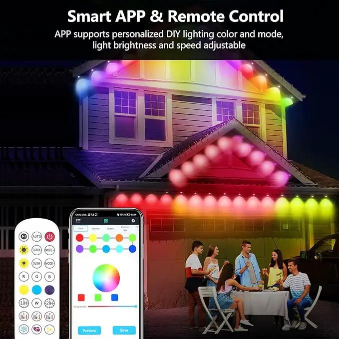 Permanent Outdoor Lights for House,50FT Eave Lamps with 30 RGB LED,IP67 Waterproof Year-Round Outdoor Decorative Lights with APP & Remote Control for Garden Party Christmas Holidays by GreenHaven Gardens