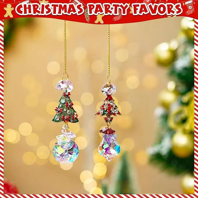 2PCS Rhinestones Christmas Tree Ornaments Suncatcher Prisms Hang for Tree Window Christmas Eve Party by GreenHaven Gardens