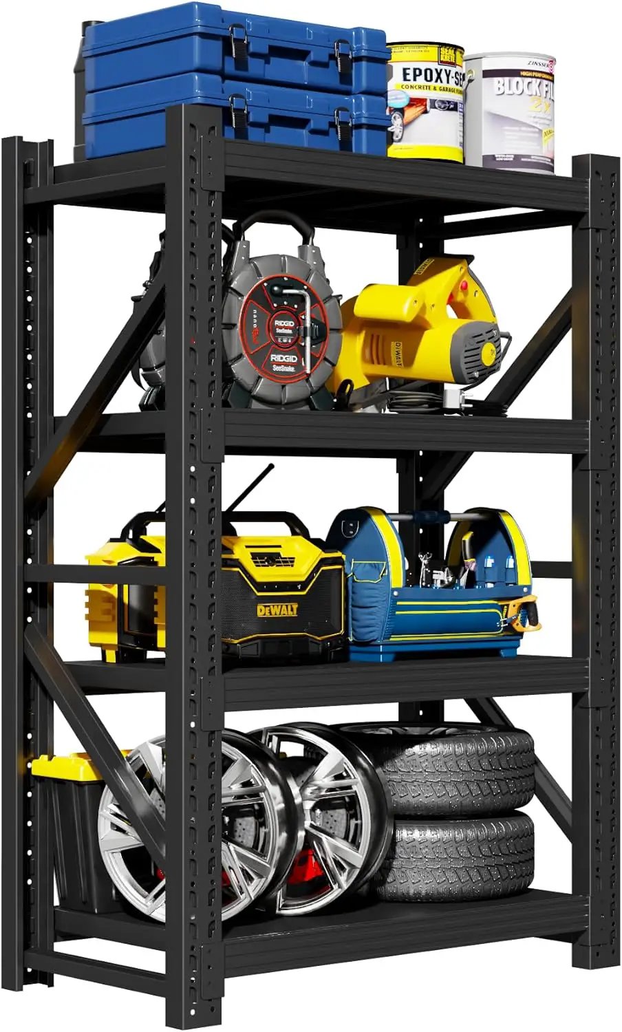 Garage Shelving Unit, 4 Tier Heavy Duty Racks, Easy Assembly, Metal Racks with Adjustable Shelves, 3000 LBS Load Capacity,for Warehouse,Basement (Black, 19.7" D x 41.3" W x 78.7" H) by GreenHaven Gardens