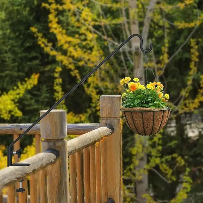 ERYTLLY Heavy Duty Deck Hook Wall Mounted Hook, Extensible and Adjustable Deck Hook with 2" Non Slip Horizontal Clamp for Hanging Bird Feeder, Plants, Suet Baskets,Wind Chimes,Lanterns and More by GreenHaven Gardens