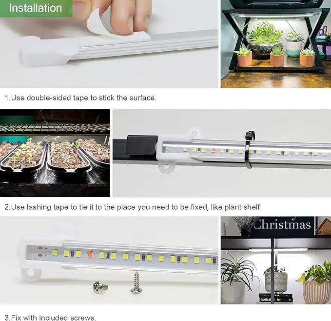 Wiaxulay Grow Lights for Indoor Plants Full Spectrum, 120 LEDs Plant Grow Light Strips with Auto ON/Off Timer 6/12/16Hrs, 5 Brightness, 3 Switch Modes Growing Lamps for Seed Starting, Succulent,2 Bars by GreenHaven Gardens