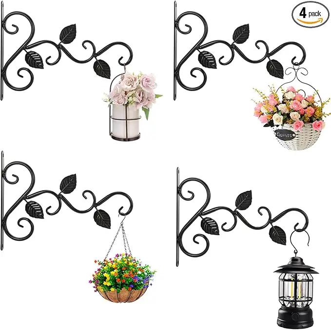 Fashion&cool 4 Pack Plant Hanging Bracket, Wall Mount Plant Hanger Outdoor Indoor, Decorative Hanging Plant Bracket Hooks for Planter Flower Bird Feeder Lanterns Wind Chimes with Screws by GreenHaven Gardens