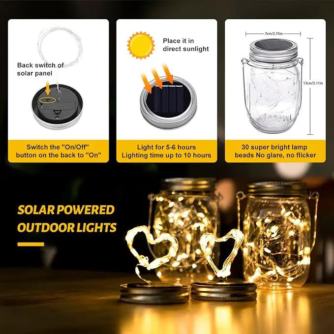 HXWEIYE 8 Pack Solar Mason Jar Lights Lanterns,Jars & Hangers Included，30LED Waterproof Hanging Outdoor Fairy Lights for Patio Garden Porch Yard Backyard Balcony Wedding(Warm White) by GreenHaven Gardens