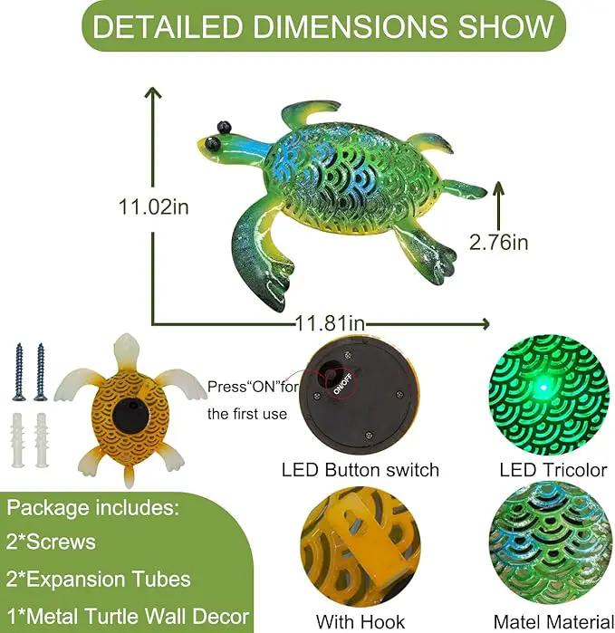 Natelf Solar Powered Turtle Statue Outdoor Decor Metal Animal Yard Art Waterproof Outdoor Sculptures for Patio, Yard, Balcony, Yard Ornament - Unique Housewarming Gifts by GreenHaven Gardens