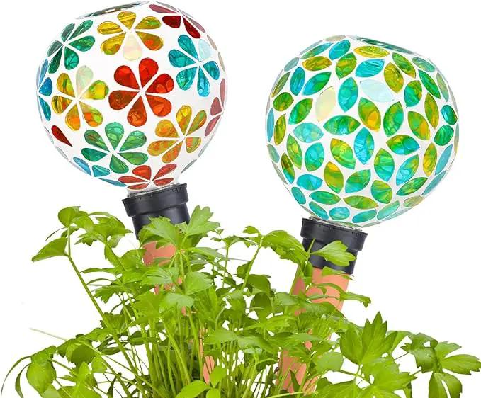 Plant Watering Globes Mosaic Self Watering Stakes 2 Pack Large Self Watering Planter Insert Automatic Watering Device Outdoor Indoor Decoration by GreenHaven Gardens