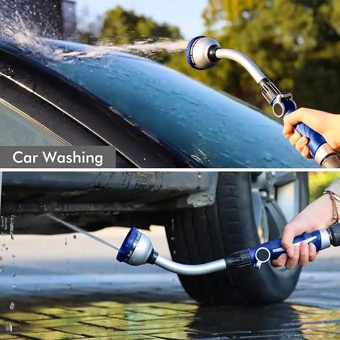 RESTMO Watering Wand Heavy Duty, Metal Garden Hose Wand with 10 Spray Patterns, 15-Inch Long Hose Nozzle Sprayer with Thumb Flow Control, Ideal to Water Hanging Baskets and Shrubs, Blue by GreenHaven Gardens