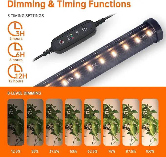 Standing Grow Lights for Indoor Plants,T10 Full Spectrum Vertical Grow Light Wide Illumination Area,16in-65in Adjustable Height Plant Light with Stand,3 Light Modes Floor Grow Light with Timer by GreenHaven Gardens