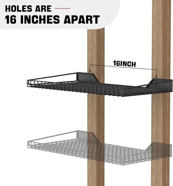 Ultrawall Wall Mounted Storage Shelf for Garage, 2 Pack Metal Shelf Rack, Heavy-Duty Wall Organizer Shelves Suitable for Shop, Shed, Garage 23.5inch x 12inch(Black) by GreenHaven Gardens