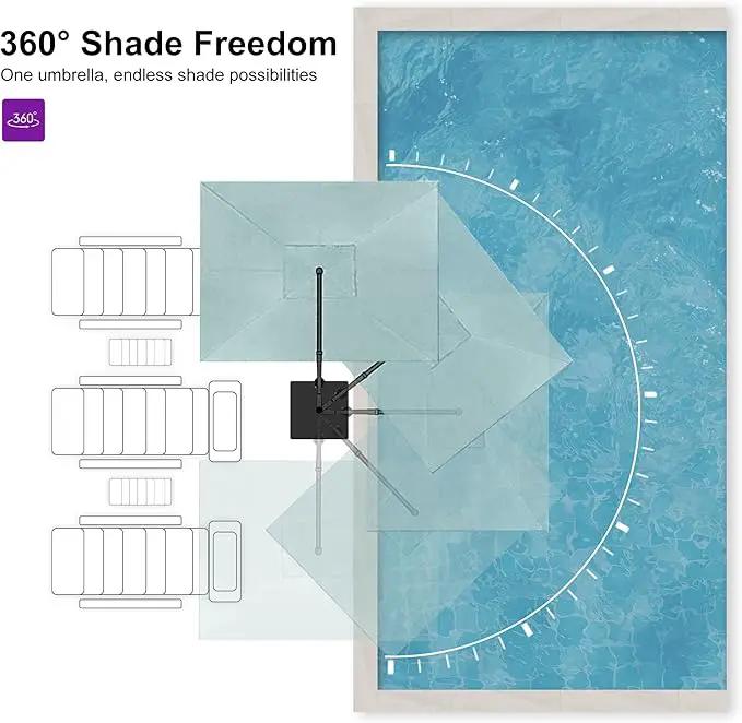 PURPLE LEAF 9' X 11.5' Rectangle Patio Umbrella Outdoor Large Aluminum Cantilever Umbrella with 3-Year Fade Resistance Recycled Fabric and 360-degree Rotation for Deck Pool Garden, Mint Green by GreenHaven Gardens