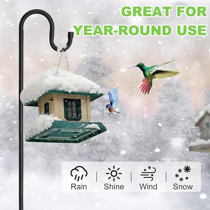 Bird Feeder Pole, 62" Shepherds Hooks for Outdoor, Hummingbird Feeders Stand Heavy Duty with Stable 5-Prong Base, Hanging Plant Shepherd Hook Hanger Stick for Outside Garden Yard Wedding by GreenHaven Gardens