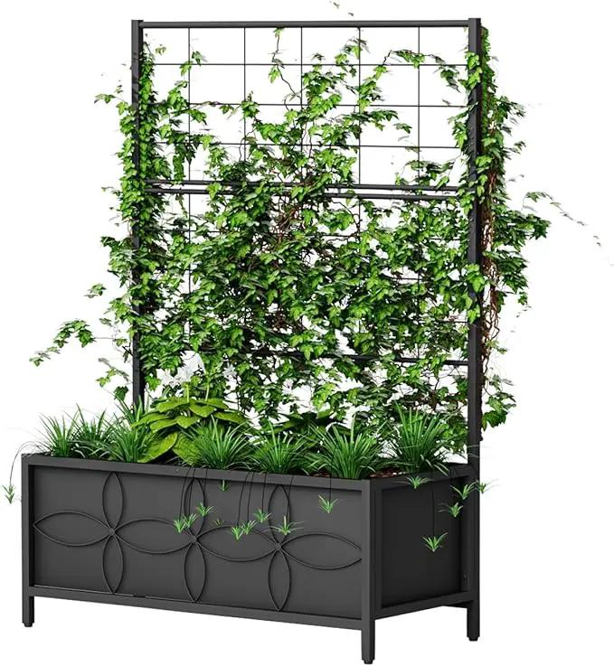 Zhongma Sturdy Raised Garden Bed with Trellis (15.75 x 35.43 x 48.8 in) for Vegetables Flower, Planter Box for Backyard Patio Balcony by GreenHaven Gardens