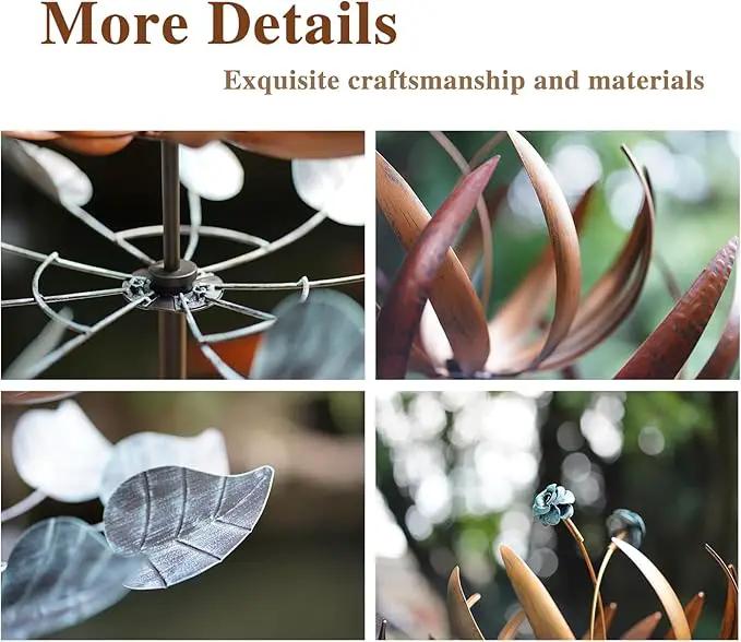 Wind Spinners for Yard and Garden, Wind Spinners Outdoor Large Metal, 84 inch Kinetic Wind Spinner & Wind Sculptures, Windmill Decor(Lotus) by GreenHaven Gardens