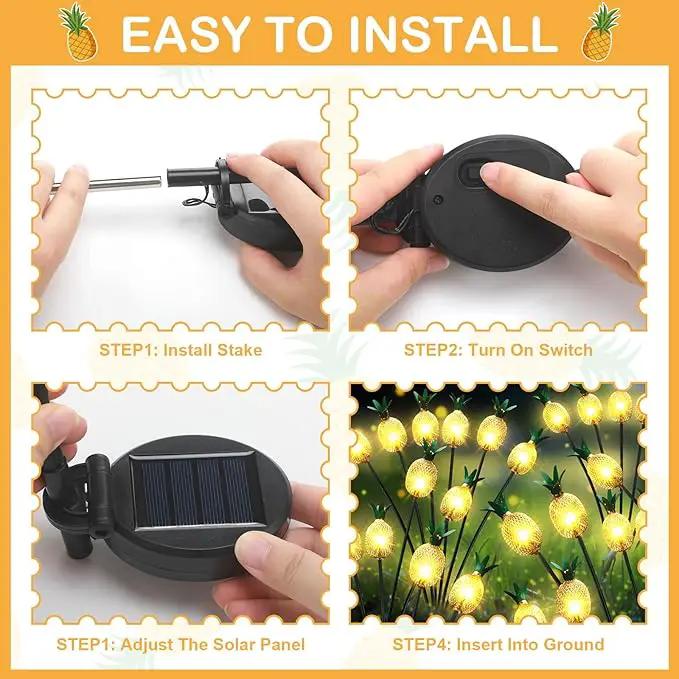 4 Pack Pineapple Patio Solar Lights Waterproof Solar Energy Powered Swaying Stake Lights Summer Outdoor Garden Yard Landscape Tropical Decor by GreenHaven Gardens