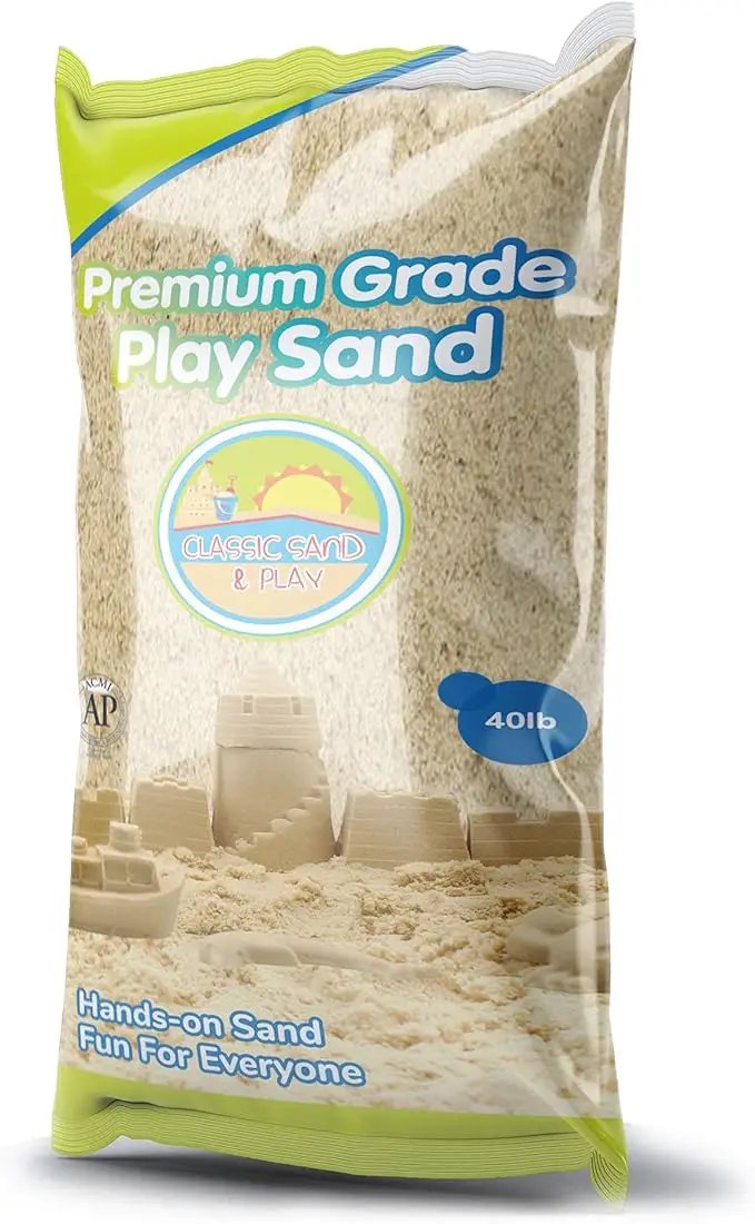 Classic Sand and Play Sand for Sandbox, Table, Therapy, and Outdoor Use, 40 lb. Bag, Natural, Non-Toxic, Wet Castle Building for Creativity and Stimulates Sensory Skills by GreenHaven Gardens