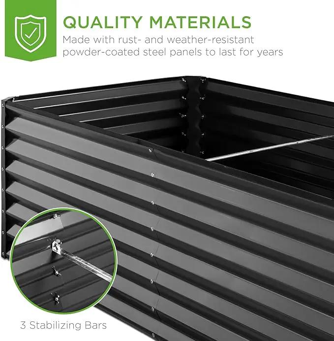 Best Choice Products 8x4x2ft Outdoor Metal Raised Garden Bed, Deep Root Planter Box for Vegetables, Flowers, Herbs, and Succulents w/ 478 Gallon Capacity - Gray by GreenHaven Gardens