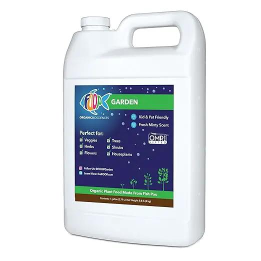 FOOP Garden - Organic Liquid Plant Food Made from Fish Manure (with Fresh Minty Scent) | Fish Fertilizer Alternative Perfect for Veggies, Herbs, Flowers,Trees,Shrubs | Kid&Pet Friendly (1 Gallon) by GreenHaven Gardens