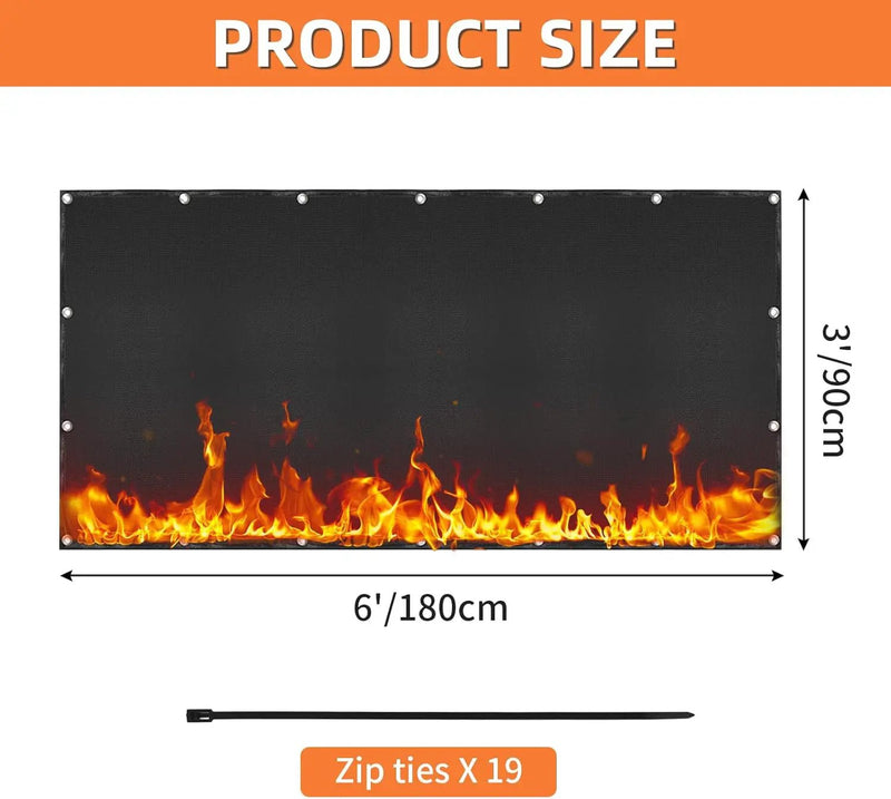 Grill Heat Shield and Deck Protector Mat, Fireproof BBQ Backing Screen for Fence and Railing Heavy Duty Black 3'x6' by GreenHaven Gardens