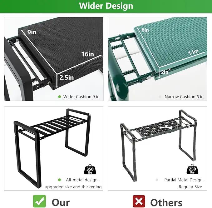 seasky Foldable Garden Kneeling and Seat, Anti-Tipping Garden Stool Widened Thick Soft Kneeling Pad，Heavy Duty Gardening Stool with Garden Tool Bag, Gardening Gift for Women(Without Gloves) by GreenHaven Gardens