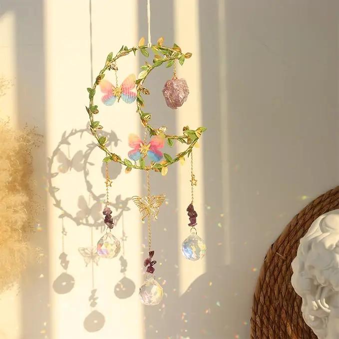 Butterfly Suncatcher - Amethyst Moon Crystal Sun Catcher Window Hanging, Good Luck Charms Gifts for Women Chrismas Thanksgiving Birthday Crystal by GreenHaven Gardens
